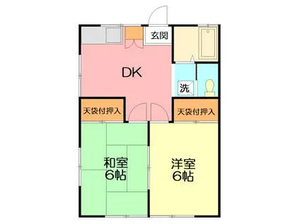 B小倉ハイム(2DK/2階)の間取り写真