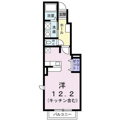 プルミエ・アムールIV(ワンルーム/1階)の間取り写真