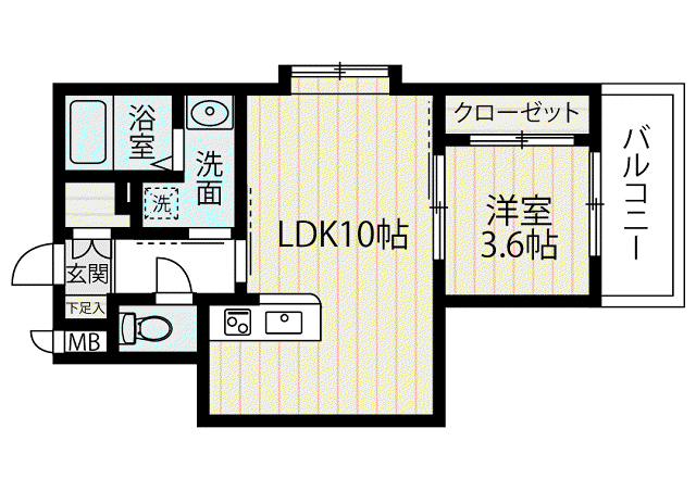 TIARAR1堅粕(1LDK/2階)の間取り写真