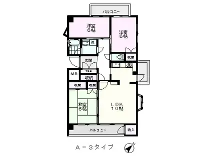 メイプル紫竹山(3LDK/3階)の間取り写真