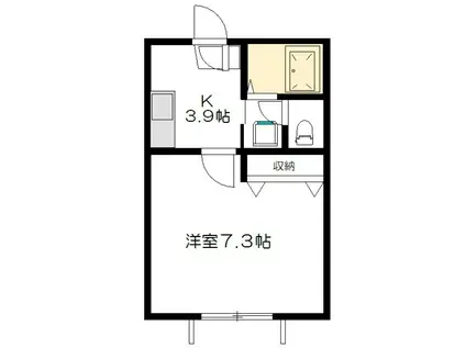 ハネギハウス(1K/1階)の間取り写真