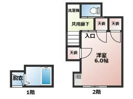 森ハウス(ワンルーム/2階)の間取り写真