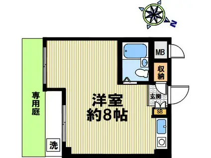 ル・シェール住吉(ワンルーム/1階)の間取り写真