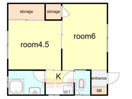 石本マンション(2K/1階)の間取り写真