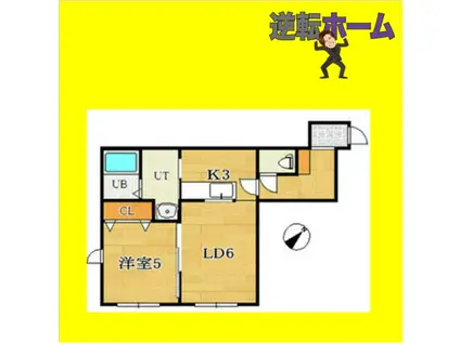 KN発寒4条(1LDK/3階)の間取り写真