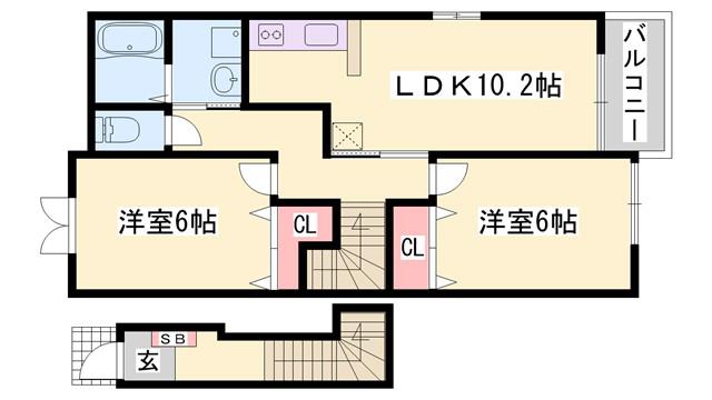 ヴィラ・ポポラーレII(2LDK/2階)の間取り写真