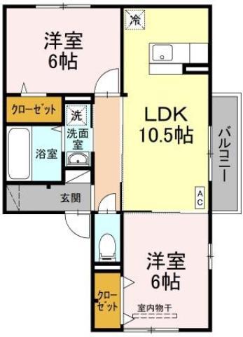 グランモア野神(2LDK/2階)の間取り写真
