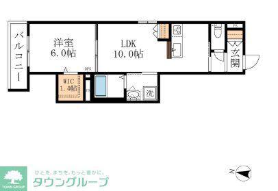 KIHACHI ウエスト(1LDK/3階)の間取り写真