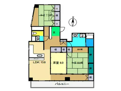 友愛ハウス(3LDK/2階)の間取り写真