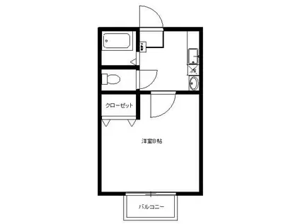 プレステージ家之子(1K/2階)の間取り写真