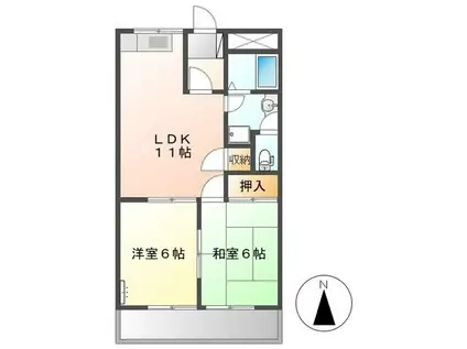 ガーデンプレイスめいわ(2LDK/3階)の間取り写真