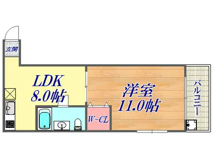 セルフィーユ諏訪山(1DK/2階)の間取り写真