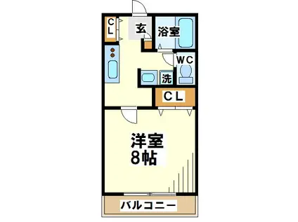 プランタン飛田給(1K/1階)の間取り写真