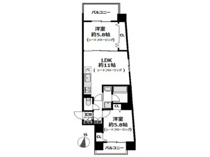 ポートサイド アーバン レジデンス(2LDK/3階)の間取り写真