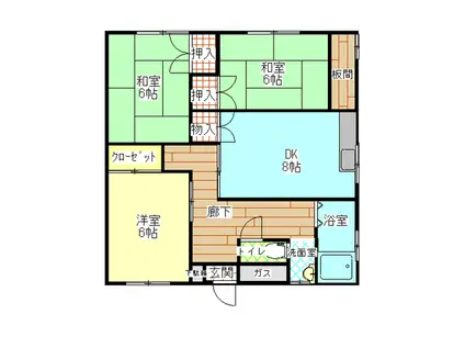 サンライズビル(3DK/2階)の間取り写真