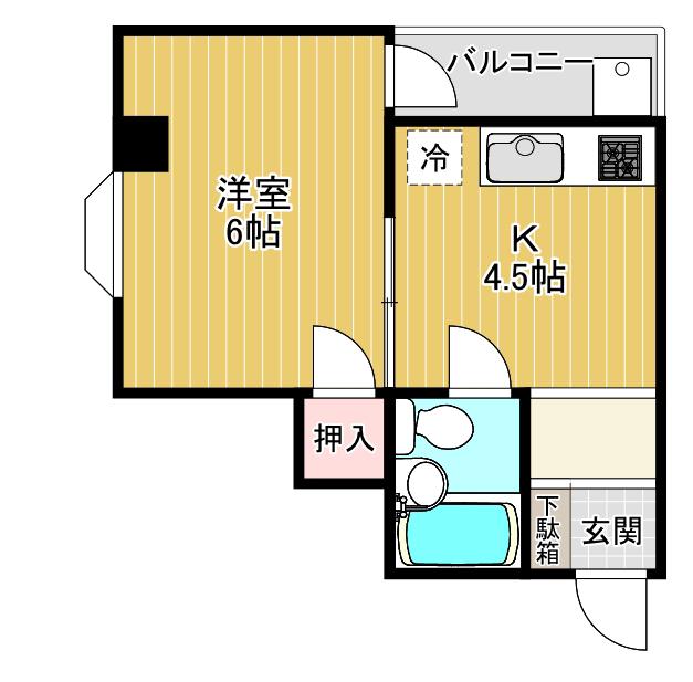 サンライズ堀溝(1DK/2階)の間取り写真