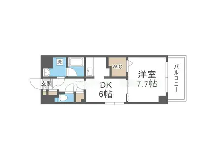 アクアスイート新大阪(1DK/7階)の間取り写真