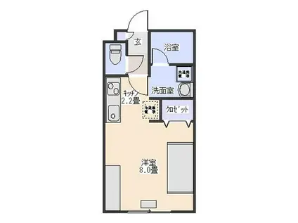 セレノ東3条A棟 2階(1K/2階)の間取り写真