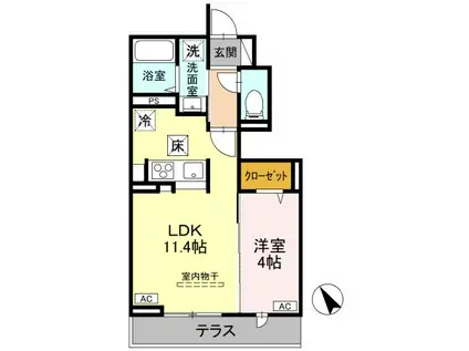 D-ROOM甲州街道(1LDK/1階)の間取り写真