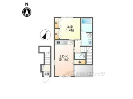 エスポアールⅡ(1LDK/2階)の間取り写真