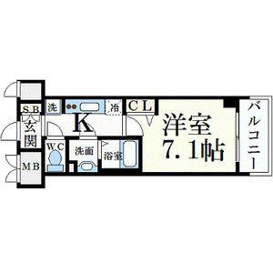 プレサンス桜通ベルノ(1K/13階)の間取り写真