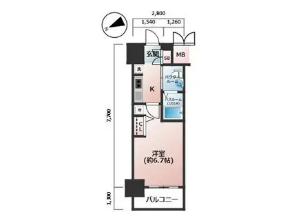エステムコート阿波座プレミアム(1K/6階)の間取り写真