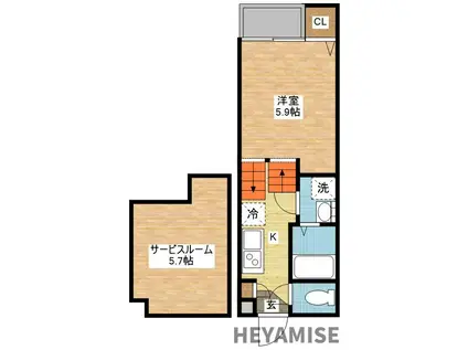 ヴィオラ金堀(1SK/2階)の間取り写真