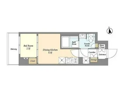 アイフラット品川戸越パークサイド(1DK/3階)の間取り写真