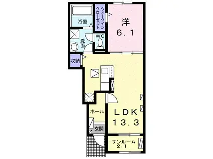 クレールパル(1LDK/1階)の間取り写真