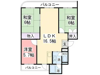 サングレード和泉(3LDK/3階)の間取り写真