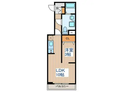 MERIDIAN多賀城山王参番館(1LDK/2階)の間取り写真