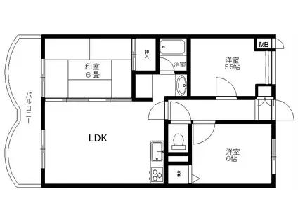 エスポワール今津(3LDK/3階)の間取り写真