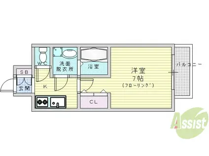 レジュールアッシュ梅田北(1K/7階)の間取り写真