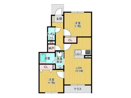 M S GARDEN(2LDK/1階)の間取り写真