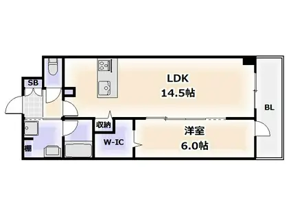 ベルンガーデン勝山北(1LDK/7階)の間取り写真