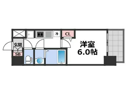 フォーリアライズ難波リアン(1K/4階)の間取り写真