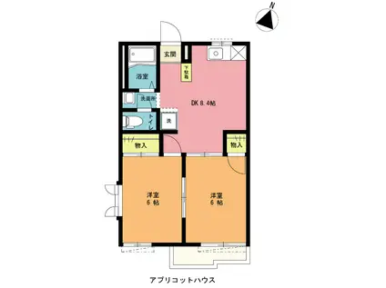 アプリコットハウス(2DK/1階)の間取り写真