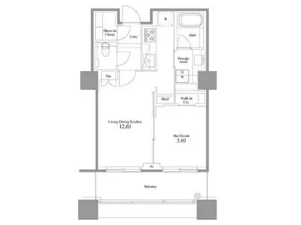 パークコート麻布十番ザタワー(1LDK/10階)の間取り写真
