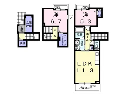 ハイ アヴェニールII(2LDK/2階)の間取り写真