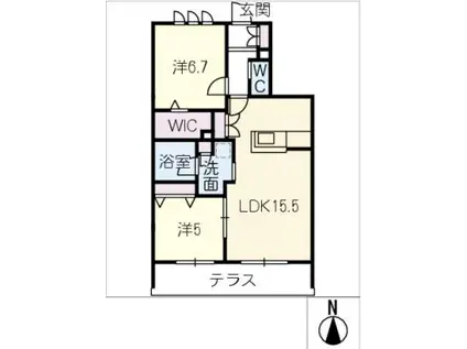 BAMBOU DEUX(2LDK/1階)の間取り写真