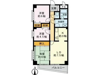 シャトレープランドール(3LDK/6階)の間取り写真