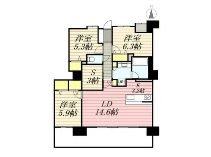 モントーレ香椎浜サーフタワーセンターコート(2LDK/24階)の間取り写真
