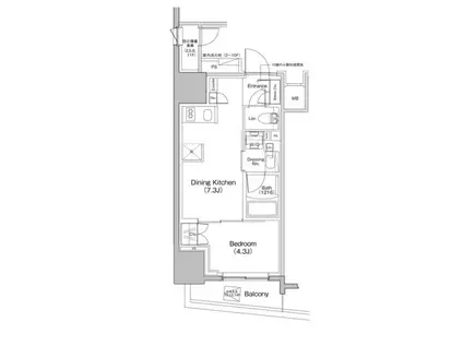 ザ・パークハビオ大森町(1DK/15階)の間取り写真