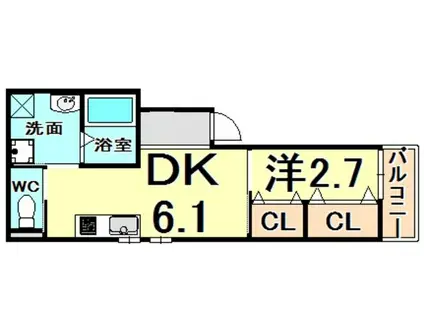 KTIレジデンス武庫川2(1DK/3階)の間取り写真