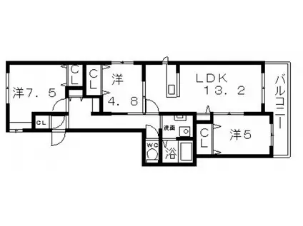 SHAMAISON FELICIA(3LDK/3階)の間取り写真