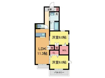 ヘーベルメゾン宝塚(2LDK/1階)の間取り写真