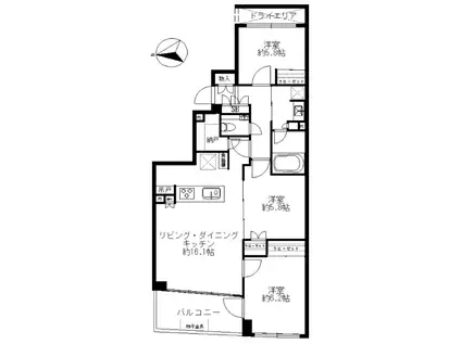 バースシティ・ザ・マークたまプラーザ(3LDK/1階)の間取り写真
