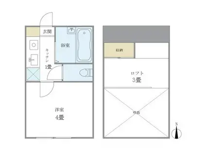 八景舎高円寺南B(1K/2階)の間取り写真