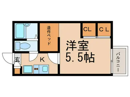 ブレスヘイム中台(1K/1階)の間取り写真