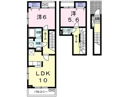 ブラン辻の城(2LDK/2階)の間取り写真